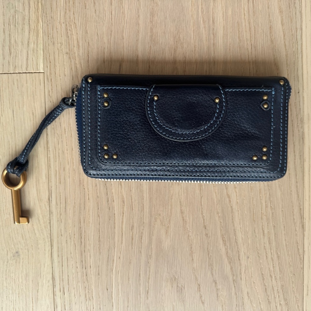 Chloe Calf Leather Paddington Long Zippy Wallet-Blue